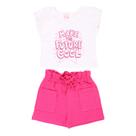 Conjunto Roupa Infantil Menina Moderno Estiloso Blusa + Short Estilo Blogueira Fresquinho Verão