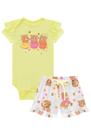 Conjunto Roupa Menina Body Cotton + Shorts Em Malha Fresh Moda Verão Estampa Ursos Leve Kukiê