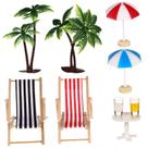 Conjunto SAFIGLE, modelo, mini guarda-chuva, palmeira, casa de bonecas, decalque de verão, ornamento de jardim de fadas, brinquedos de praia, decoração de micropaisagem de praia, decalque de paisagem de casa de bonecas, artesanato, plástico, miniatura