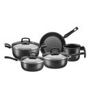 Conjunto safira smart mta com tampa de vidro 5 pecas - de aluminio com antiaderente cor grafite