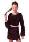 Conjunto Saia Blusa Paetê Preto Infantil Vanilla