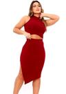 Conjunto saia com fenda lateral e top cropped regatinha sem bojo