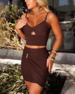 Conjunto Saia Drapeada Moletinho com Cropped
