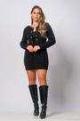 Conjunto Saia e Casaco Botões Tricot Mousse Inverno