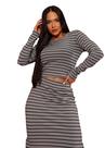Conjunto Saia e Cropped 3d Fenda Malha Canelada Listrada