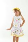 Conjunto Saia e regata infantil Branco com estrelas, Lua e corações com amarração em laço nas costas