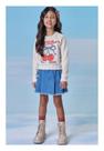 Conjunto Saia Jeans Blusão Cereja Kukiê