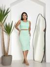 Conjunto Saia Lápis Midi e Blusa Aberta nas Costas