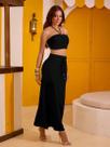 Conjunto Saia Longa e Cropped Elegante Empório PitBull 93160 COR:PRETOTAMANHO:M
