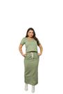 Conjunto Saia Midi Amarração Frontal Bolsos Laterais e Blusa Tamanho:MCor:Verde Claro