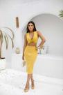 Conjunto Saia Midi Cintura Alta Com Zíper E Top Argola