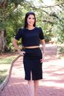 Conjunto Saia Midi com Fenda e Cropped Linho - Mila Marttin