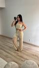Conjunto Saída De Praia Calça Rendada Cropped Tricot Verão
