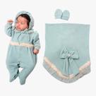 Conjunto Saída Maternidade Tricot Bebê Menina Longo Salmão