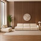 Conjunto Sala de Estar 1 Sofá Modulado Retrátil 1 Poltrona Santiago Bouclê Branco G89 - Gran Belo