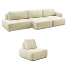 Conjunto Sala de Estar 1 Sofá Retrátil Modulado 282cm e 1 Poltrona Santiago Bouclê Off White G89 - Gran Belo