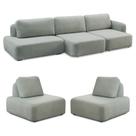 Conjunto Sala de Estar 1 Sofá Retrátil Modulado 312cm e 2 Poltronas Santiago Bouclê Cinza G89 - Gran Belo