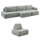 Conjunto Sala de Estar 1 Sofá Retrátil Modulado 402cm e 1 Poltrona Santiago Bouclê Cinza G89 - Gran Belo