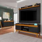 Conjunto Sala de Estar Buffet e Rack com Painel Ripado 136cm