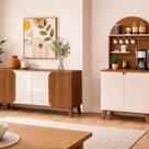 Conjunto Sala de Estar Buffet Elegance e Cantinho do Café Viena Marrom Cedro/Off White