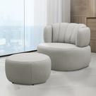 Conjunto Sala de estar Decorativo Mariele Poltrona Base Giratória em Aço com Puff Couro Off White G88 - Gran Belo Conjunto Sala de estar Decorativo Mariele Poltrona Base Giratória em Aço com Puff Couro Off White G88 - Gran Belo