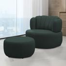 Conjunto Sala de estar Decorativo Mariele Poltrona Base Giratória em Aço com Puff material sintético Musgo G88 - Gran Belo Conjunto Sala de estar Decorativo Mariele Poltrona Base Giratória em Aço com Puff material sintético Musgo G88 - Gran Belo