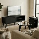 Conjunto Sala de Estar Lotus Rack 1 Porta 1 Prateleira MDF e MDP 134cm Preto Dkadidecor