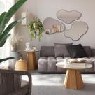 Conjunto Sala de Estar Mesas de Apoio e 3 Espelhos Decorativos em MDF Dalla Costa