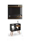 Conjunto Sala de Estar Painel TV 32" e Aparador Pés Palito Rubi - Preto/Nature