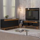 Conjunto Sala de Estar Rack com Painel para Tv até 50 Polegada e Buffet Ripado 4 Portas - ViaNossa Conjunto Sala de Estar Rack com Painel para Tv até 50 Polegada e Buffet Ripado 4 Portas - ViaNossa
