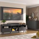 Conjunto Sala de Estar Rack + Painel TV 65" e Aparador Retrô Sofia Multimóveis Preto