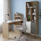Conjunto Sala de Estudos Link Carvalho Off White com Escrivaninha e Estante 2 Portas Dkadidecor