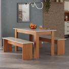 Conjunto Sala de Jantar 1 Mesa 135cm 2 Bancos Primor