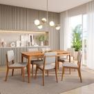 Conjunto Sala de Jantar 1 Mesa 160cm 6 Cadeiras Estofadas Miriti CabeCasa MadeiraOriginals