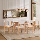 Conjunto Sala de Jantar 1 Mesa 160cm Tampo Laminado com Vidro e 6 Cadeiras Estofadas Florença