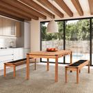 Conjunto Sala de Jantar 1 Mesa 2 Bancos 180cm Preto/Jatobá
