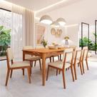 Conjunto Sala de Jantar 1 Mesa 210cm 8 Cadeiras Estofadas Miriti CabeCasa MadeiraOriginals
