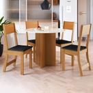 Conjunto Sala de Jantar 1 Mesa 4 Cadeiras Malta Amarelo/Freijó/Off White/Preto