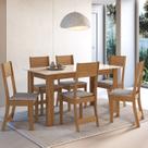 Conjunto Sala de Jantar 1 Mesa 6 Cadeiras Versalhes Amarelo/Freijó/Off-White
