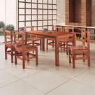 Conjunto Sala de Jantar 1 Mesa Tampo Madeira Maciça Quadrado 6 Cadeiras