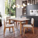 Conjunto Sala de Jantar 1 Mesa Tangará 130cm 4 Cadeiras Estofadas Miriti CabeCasa MadeiraOriginals