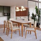 Conjunto Sala de Jantar 1 Mesa Tangará 160cm 6 Cadeiras Estofadas Miriti CabeCasa MadeiraOriginals