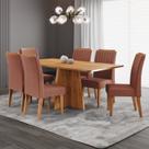 Conjunto Sala de Jantar 160x77,5cm Tampo sem Vidro e 6 Cadeiras Tannat