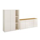 Conjunto Sala De Jantar 2 Peças Armário Alto E Buffet Balcão - Off White E Cedro Off White E Cedro