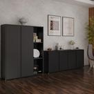 Conjunto Sala De Jantar 2 Peças Armário Alto E Buffet Balcão - Preto Preto
