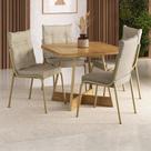 Conjunto Sala de Jantar 4 Cadeiras California Carraro Dourado