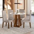 Conjunto Sala de Jantar 4 Cadeiras Livia Off White/Âmbar