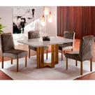 Conjunto Sala de Jantar 4 Lugares em Madeira Maciça Mesa Lisy Tampo em Vidro e Cadeiras Imperatriz Marrom Burguês - Móveis Mix
