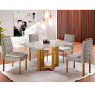 Conjunto Sala de Jantar 4 Lugares Mesa Lisy e Cadeiras Jade Veludo Móveis Mix