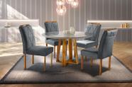 Conjunto Sala de Jantar 4 Lugares Mesa Redonda Tampo Em Vidro 1,0m e 4 Cadeiras